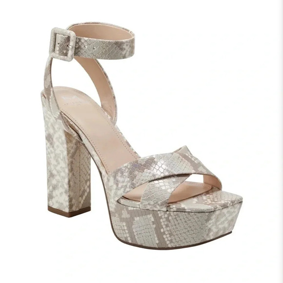 New Marc Fisher Faril Ankle Strap Platform Sandal Chic Cream Size 9 - Picture 1 of 12